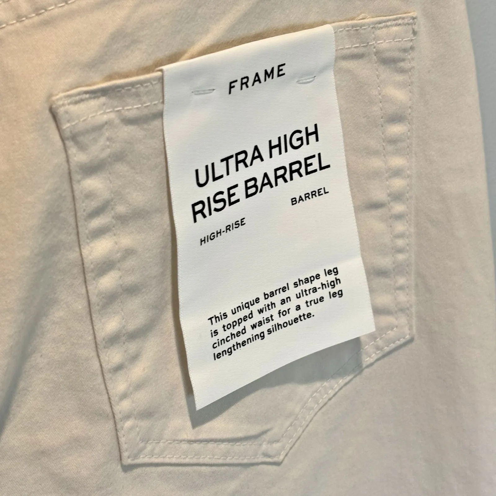 Frame NWT Ultra High Rise Barrel Pants in Bone - size 28 - Image 5