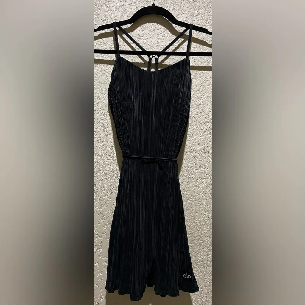 Alo Yoga NWOT Micro Plisse Game On Tennis Dress in Black Shorts underneath S - Image 6
