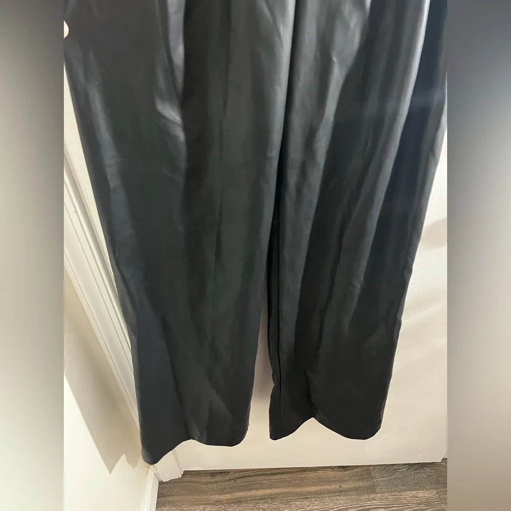 SO Black Wide-Leg Faux Leather Pants - Image 9