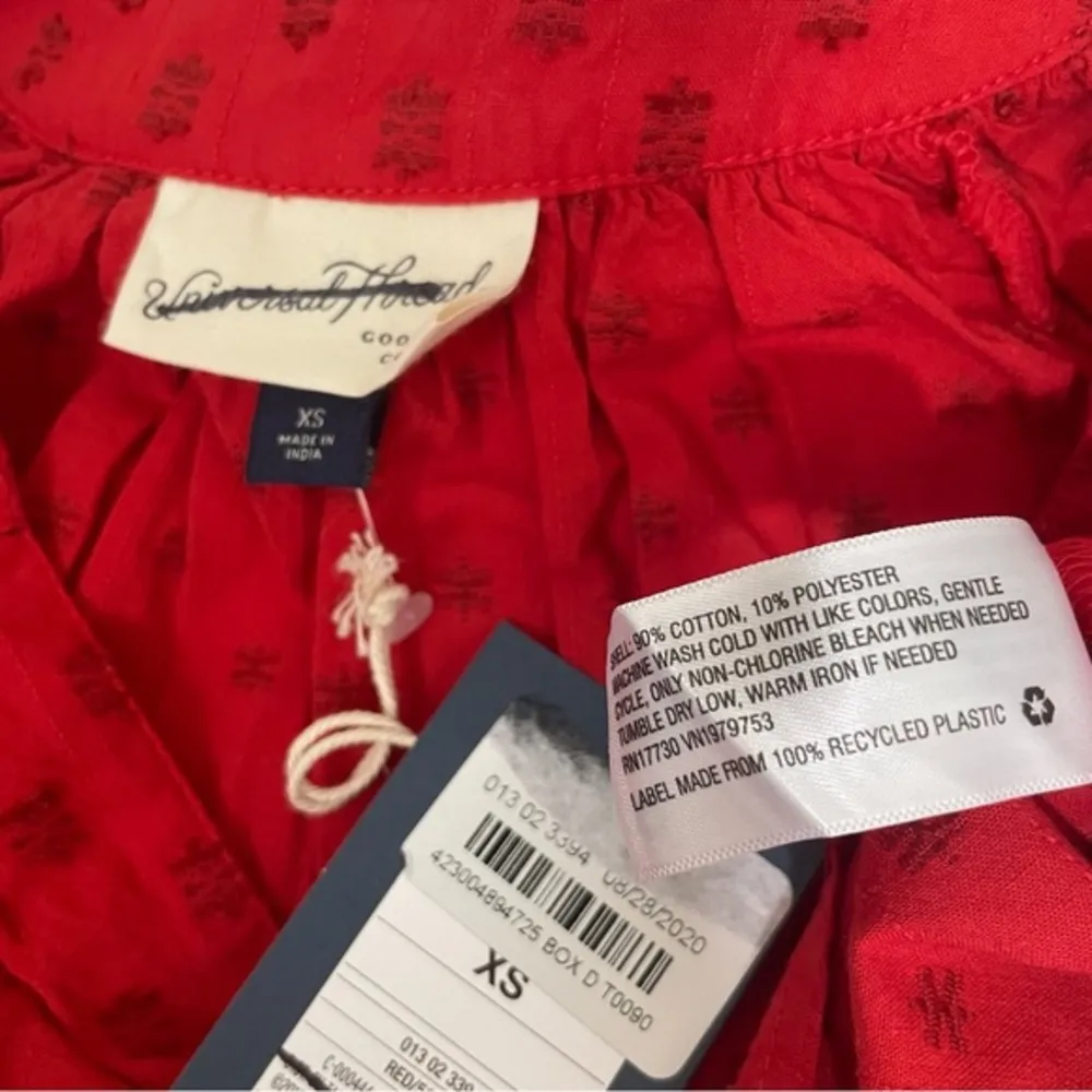 NWT Bright Red Embroidered Peasant Boho Style Blouse Top 3/4 Sleeve Summer New - Image 6