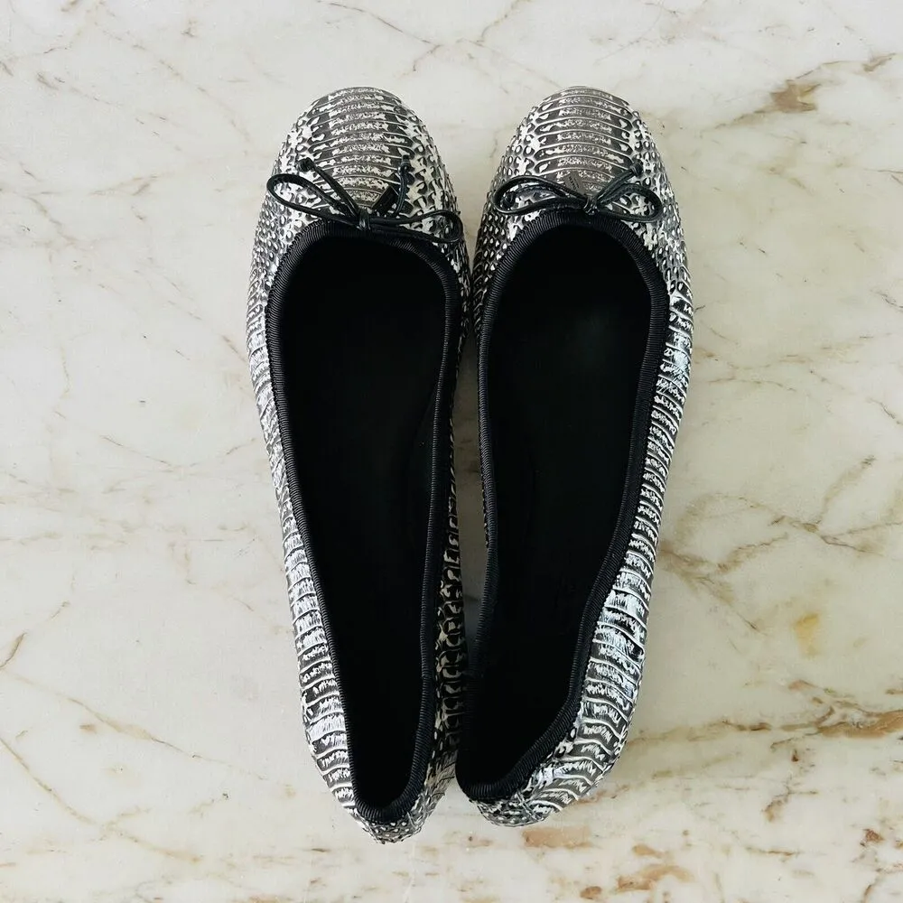 COACH Flatiron Black White Leather Snake Animal Print Ballerina Flats - US 10 - Image 6