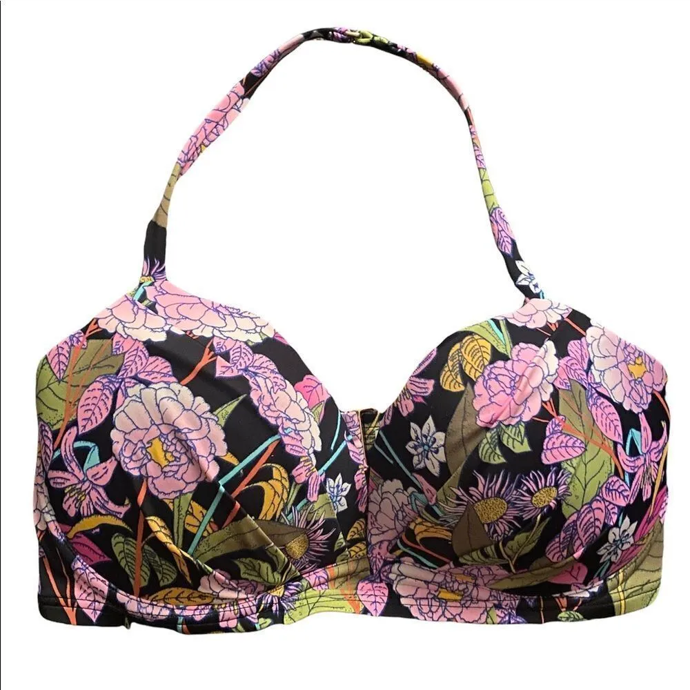 ✨ victoria secret black floral halter convertible bikini top✨ - Image 2