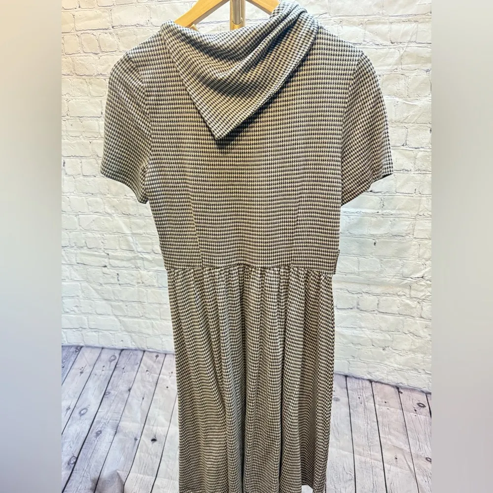 NWT Anthropologie Pleione Gingham Dress Cowl Neck with pockets black & white - Image 4