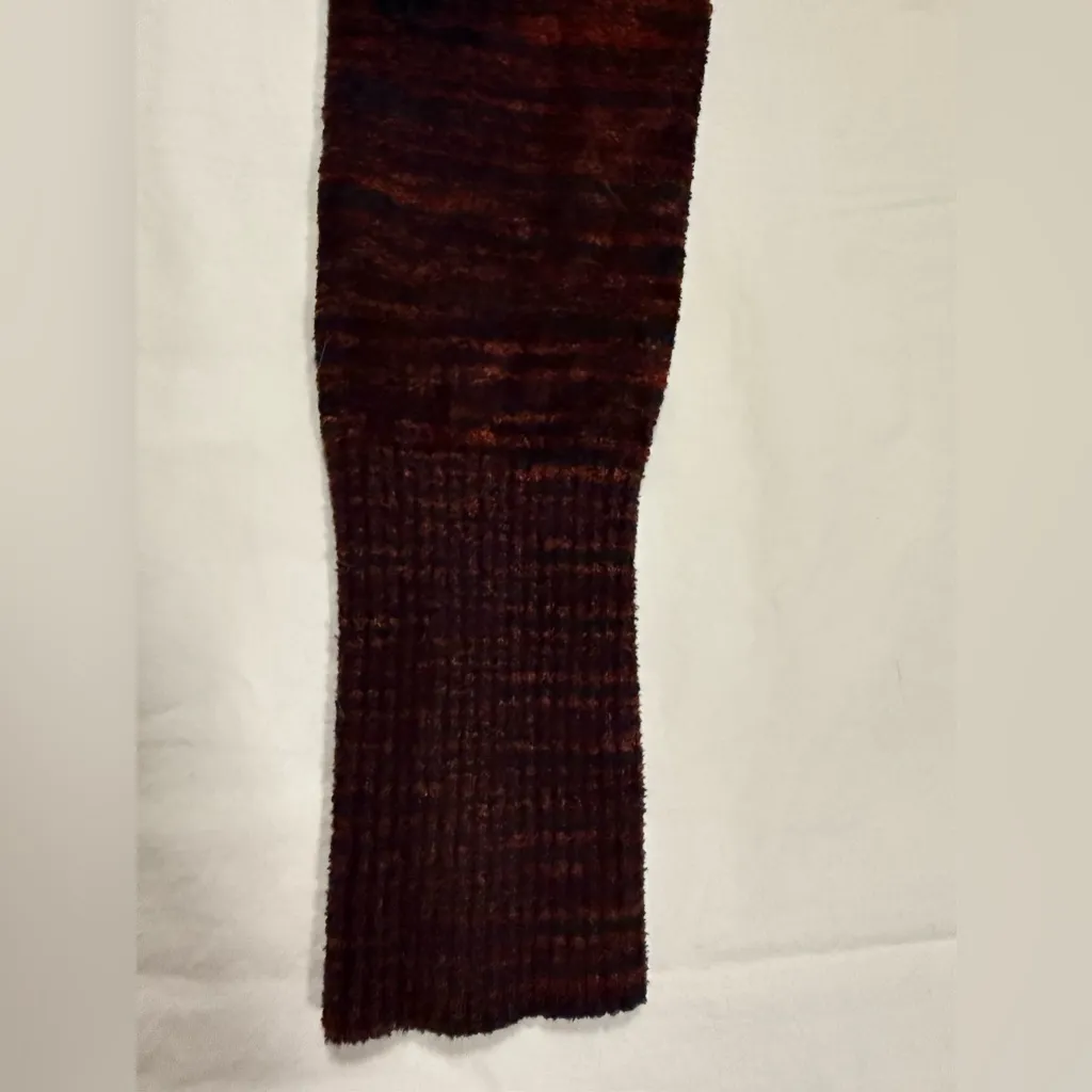 Free People Heathered Chenille Burgundy Red and Navy Blue Leggings Small - Image 5