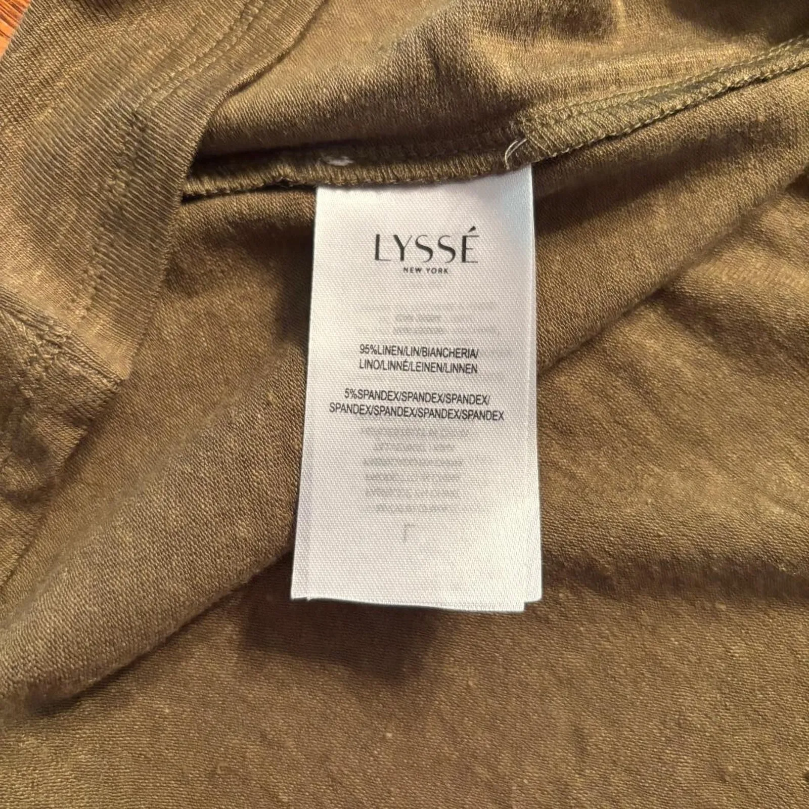 Lysse Jungle Khaki Classic Tee Short Sleeve Women's Size L 95% Linen NWT - Image 7