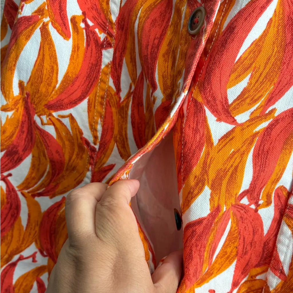 Maeve by Anthropologie Button up Banana Grove Denim Midi A-Line Skirt Orange 4 - Image 8