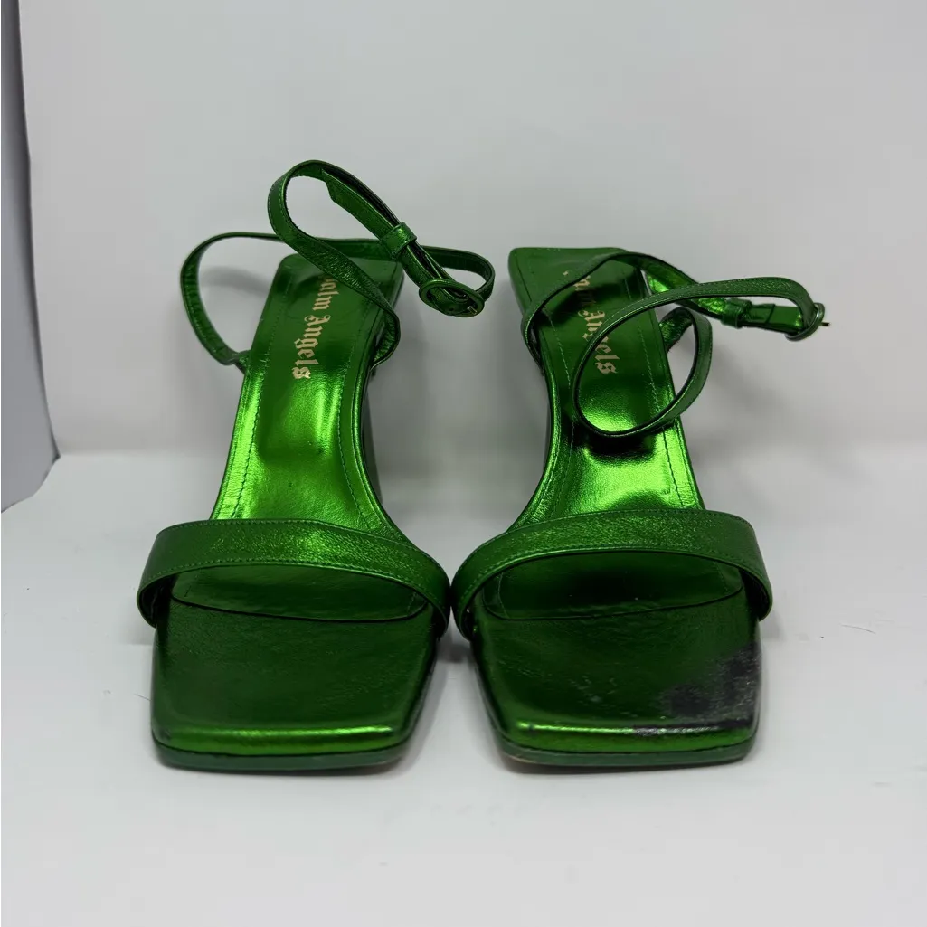 Palm Angels Palm Metallic Tree Heeled Sandals Size US 9 - Image 8