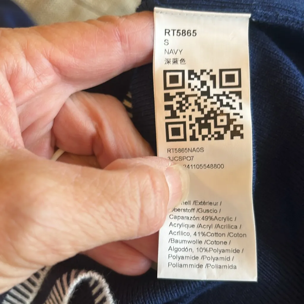 Navy Blue Cropped Sweater Flutter Sleeve New York via - Image 5