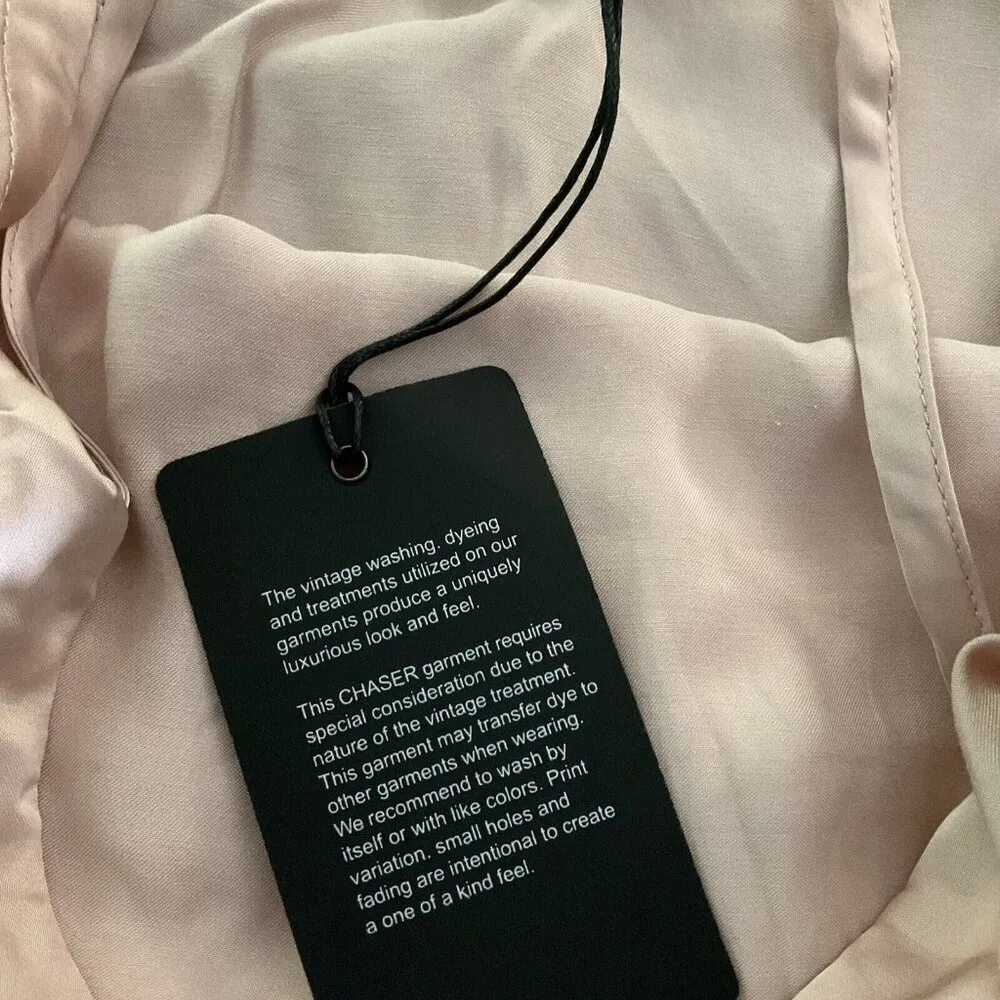 CHASER silky Strappy Camilose Cami Tank Ruffle Flowy Medium M  pink preppy NWT - Image 10