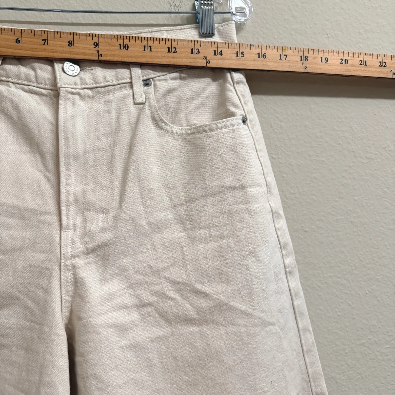 Veronica Beard Haizley Extra Wide Leg Jeans High Rise Ecru (Cream) Size 28 - Image 12