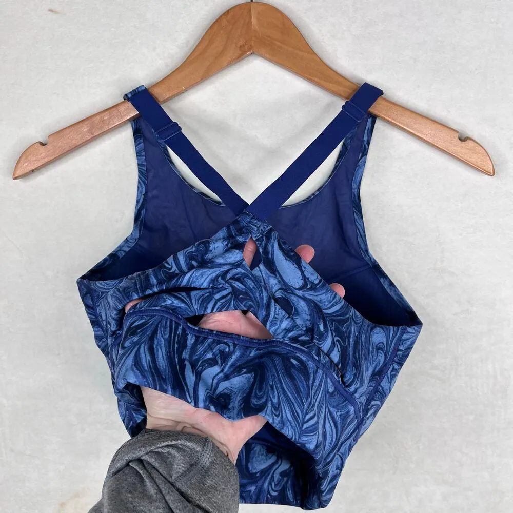 VICTORIA’S SECRET LIVE ON POINT STRAPPY BACK Blue Marble SPORT BRA SIZE 34D - Image 4