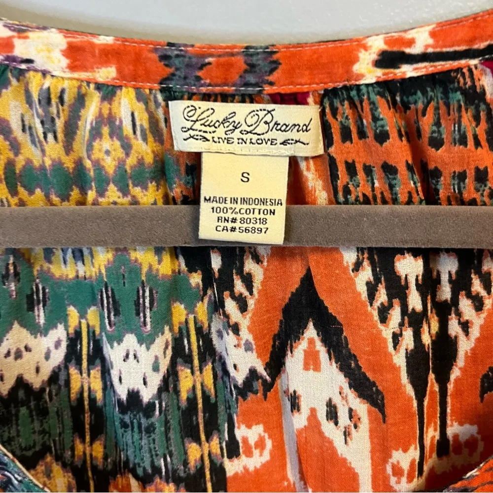 Lucky Brand Blouse Multicolored Aztec / Southwestern Print Alexis Too Sz S EUC - Image 5