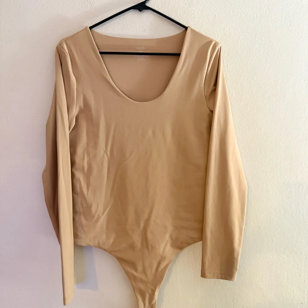 Nuuds Scoop Neck Bodysuit Tan Size L - Image 2