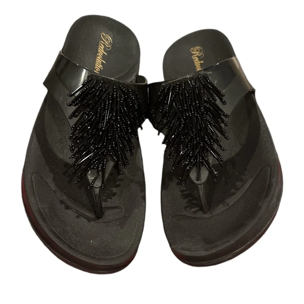 💙SALE 3/$25 REDVOLUTION Black Beaded Tor Post Sandals 39 - Image 2