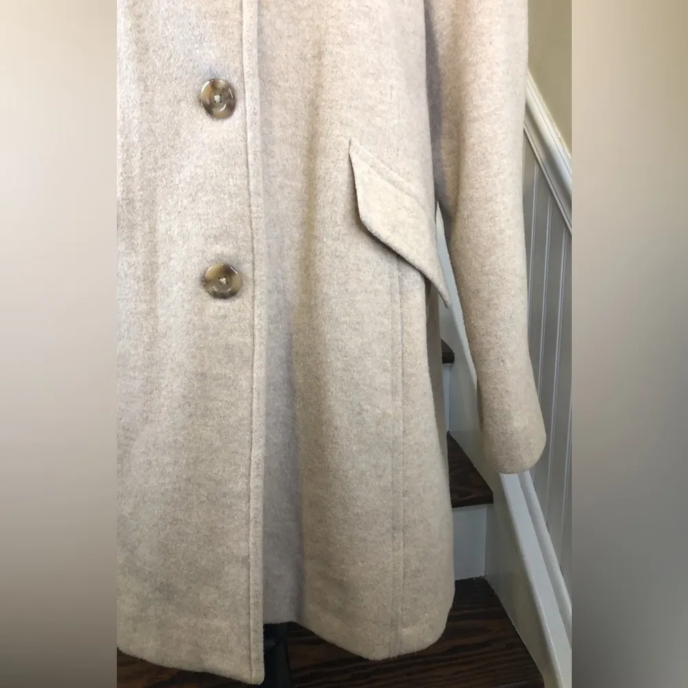 LONDON FOG Women’s Oatmeal Wool Single Breast Button Down Coat Sz - Image 7