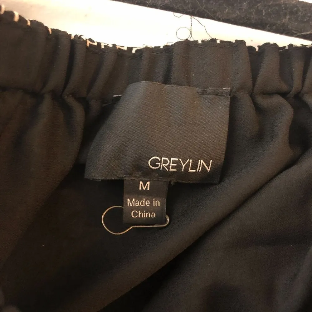 Greylin Mini Skirt Pull On A Line Geometric Black White M - Image 3