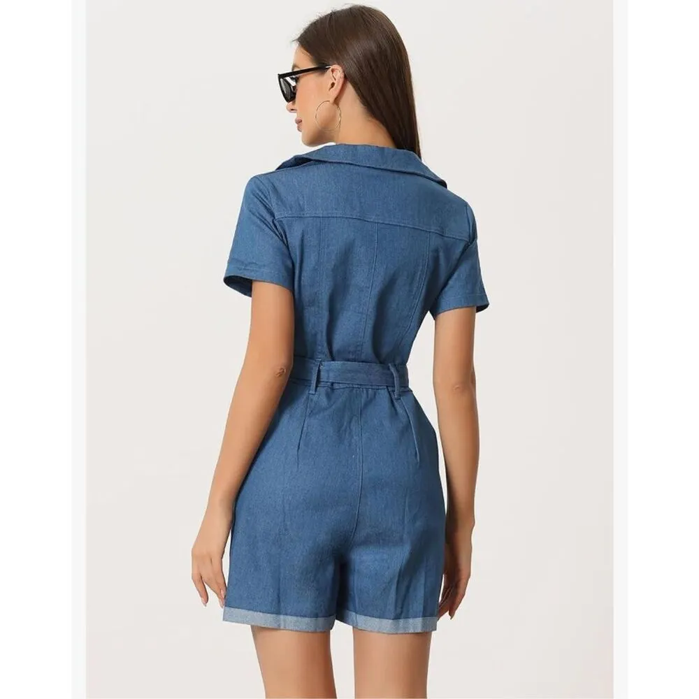 NEW Denim Romper Zip Up Casual Jumpsuit Pockets 3X NO BELT - Image 4