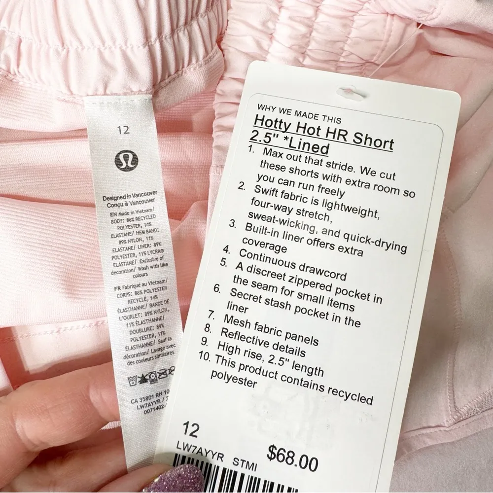 Lululemon Hotty Hot High Rise Athletic Shorts Strawberry Milkshake Pink 12 NWT - Image 9