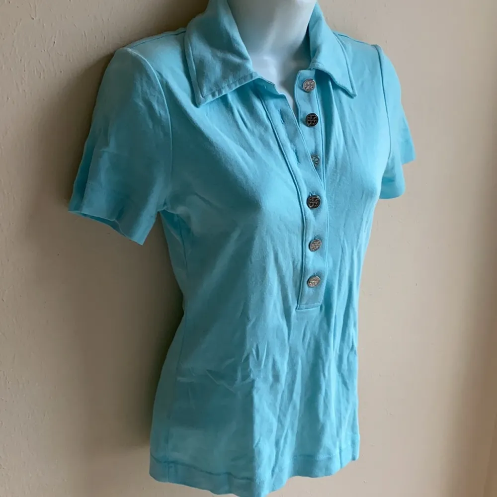 Tory Burch 7 button cotton short sleeve polo S - Image 2