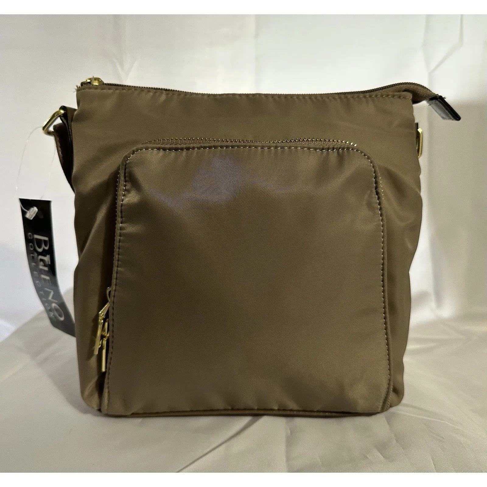 Bueno Casual Nylon Purse Taupe Wallet Crossbody Shoulder Strap Waterproof - Image 4