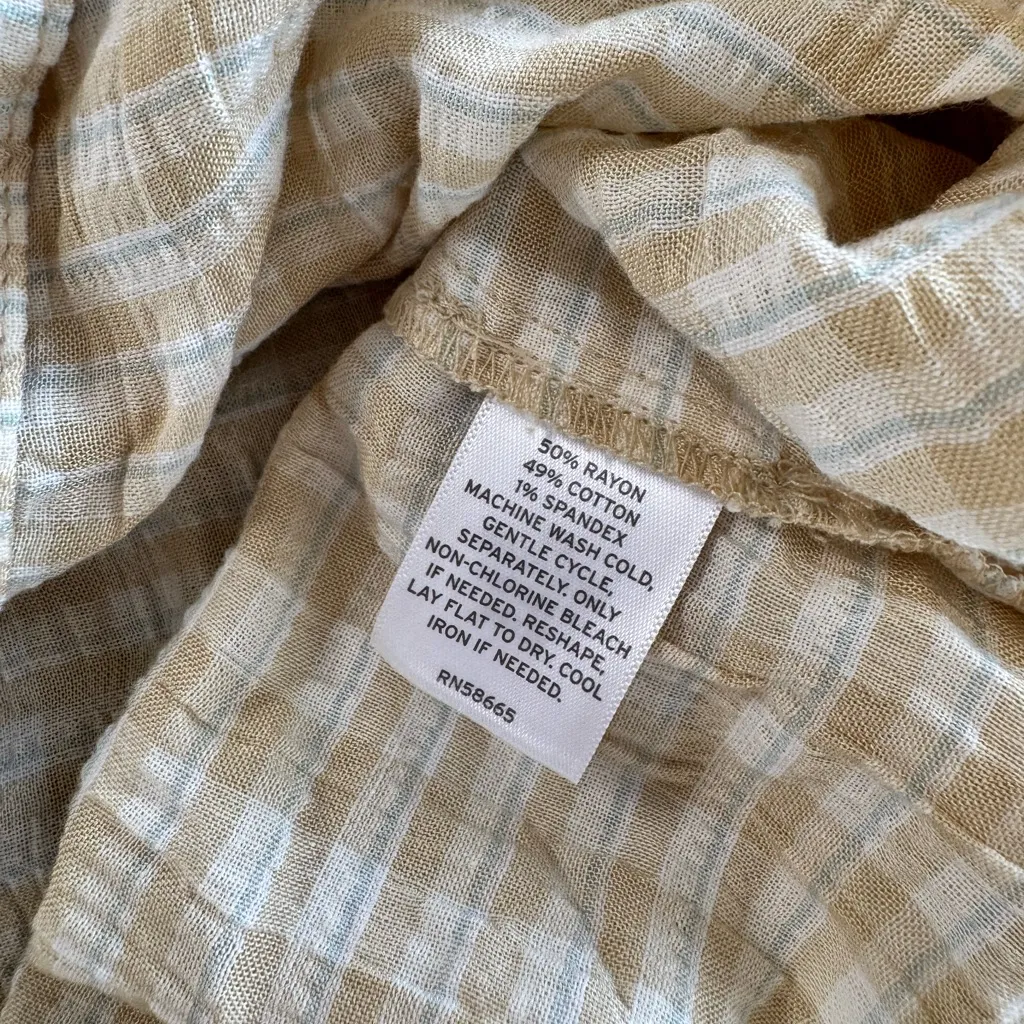 Melrose & Market yellow light weight Button Up short sleeve blouse NWT size XL - Image 5