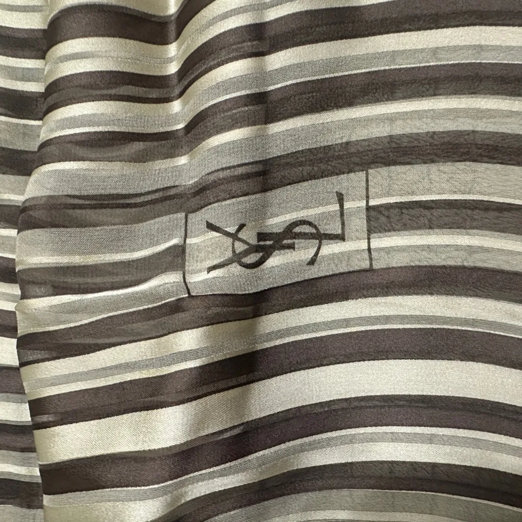 Yves Saint Laurent Striped Silk Scarf - Image 3