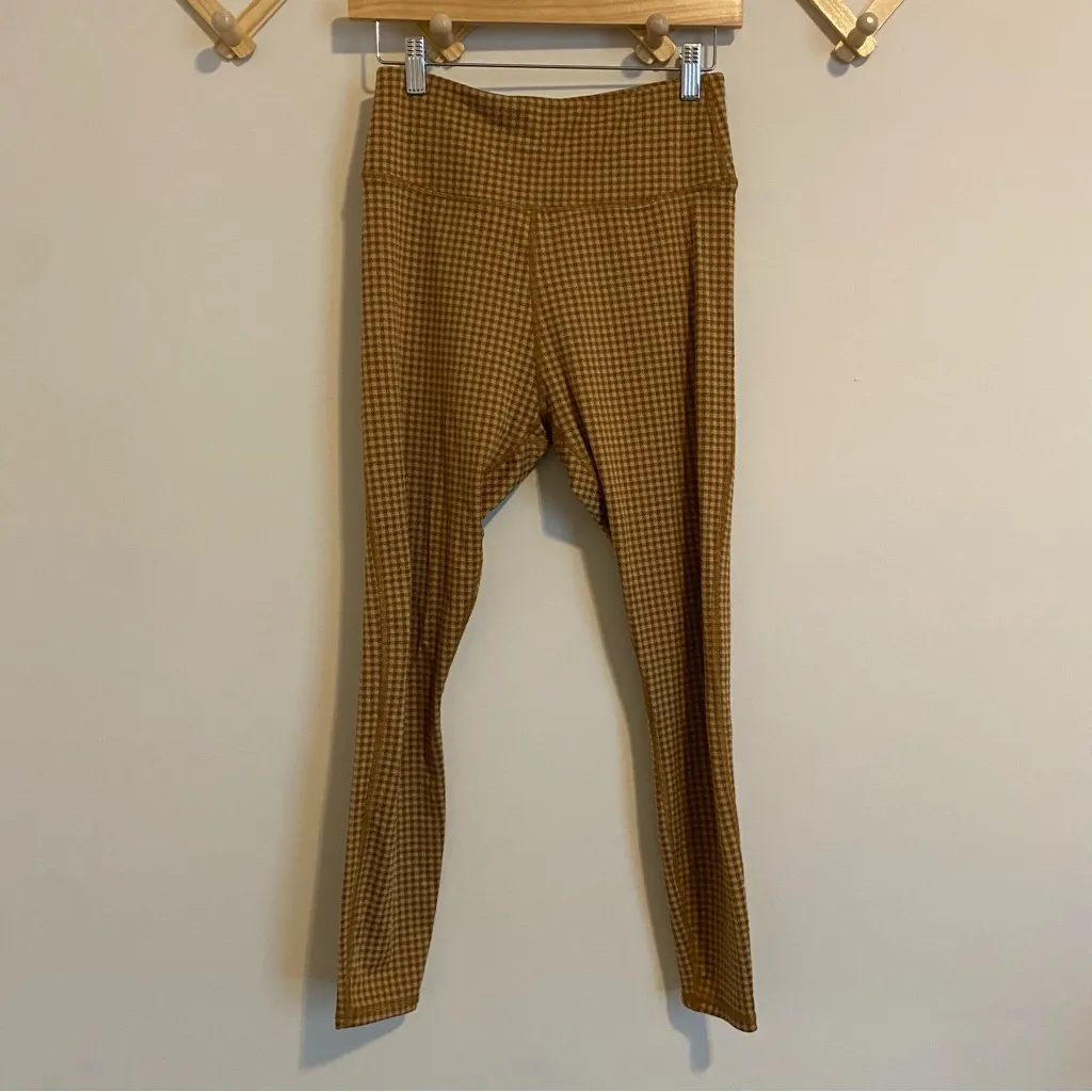 Madewell MWL  Orange and Tan Houndstooth Leggings size Medium - Image 3