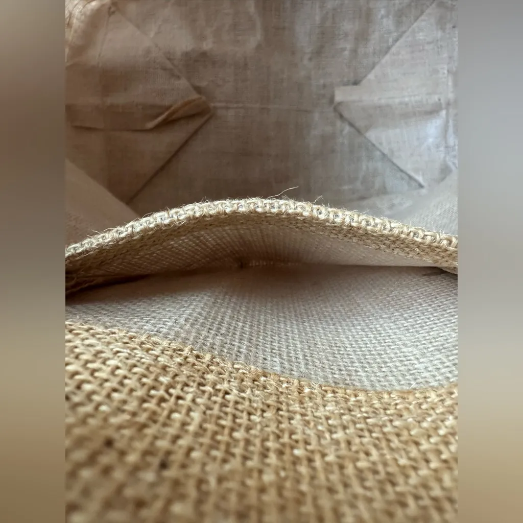 Oversized Jute Beach Tote Rope‎ Handles Appliqué Letters BEACH Market Bag Tan - Image 10