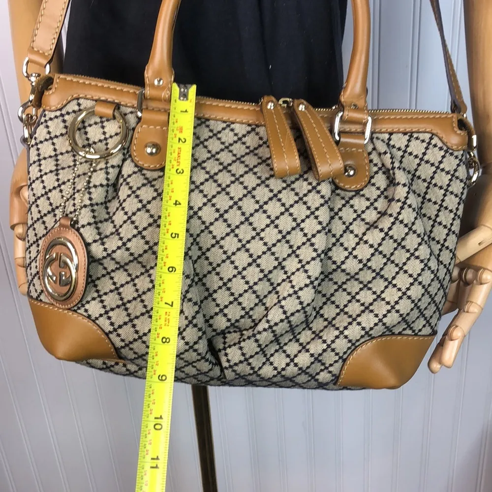 GUCCI Diamanté Sukey Canvas and Leather Rolled Top Handle Shoulder Bag - Image 14