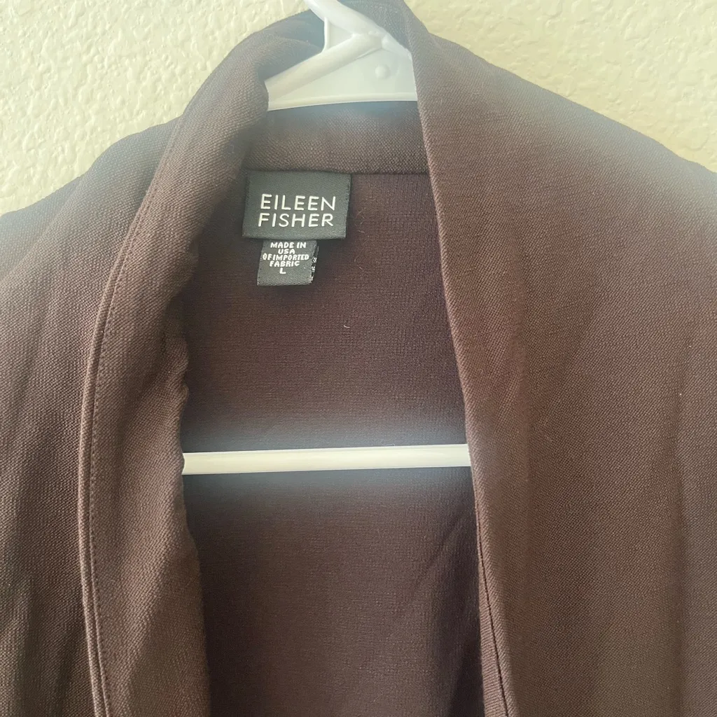 Eileen Fisher Open Front Stretchy Brown Blaster‎ Viscose Sz Large - Image 2