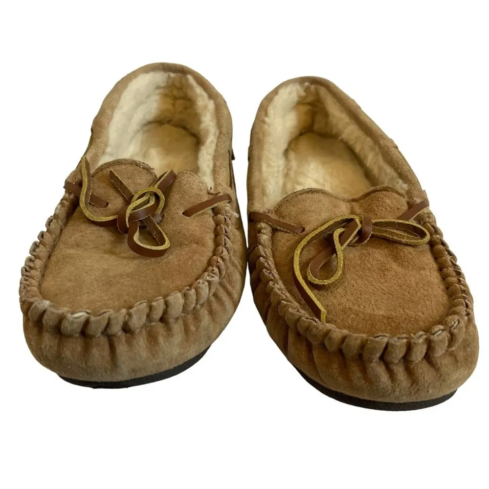 Lamo Tan Shearling Slip On Slipper Moccasins Size 8.5 - Image 4