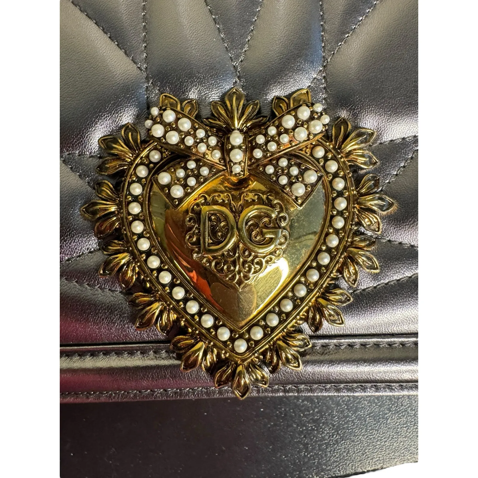 Dolce & Gabbana Medium Devotion Shoulder Bag in Silver - Image 11