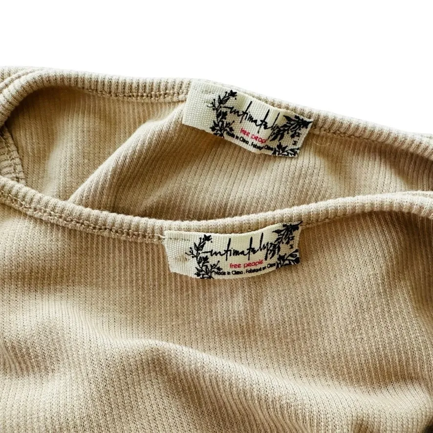 Free People Ribbed High Neck Nude Bodysuit 2pc Set Size Medium *1 is NEW - Image 4