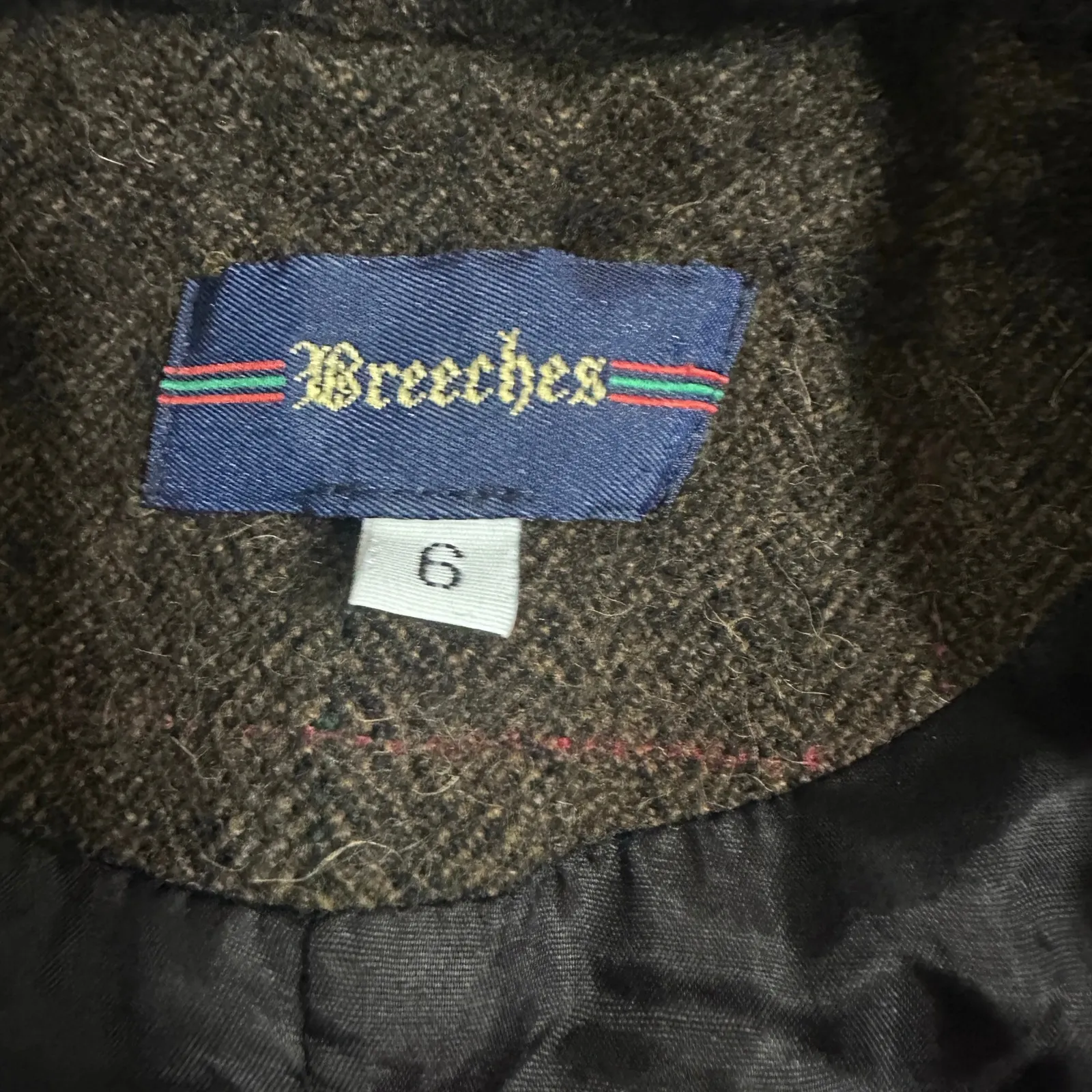 Breeches Vintage Wool Alpaca Blazer – Brown Herringbone Tweed – made in USA Size 6 - Image 3