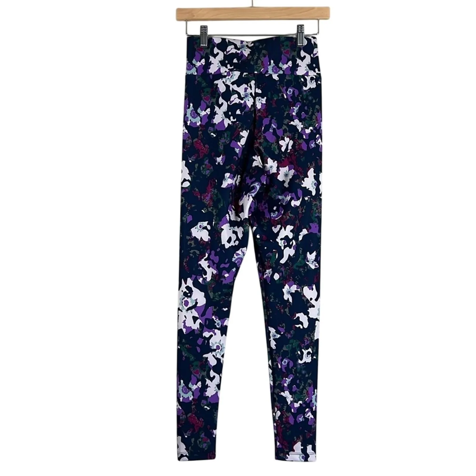 Adidas Training Leggings Womens S Purple Multicolor Floral High Rise Athleisure - Image 4