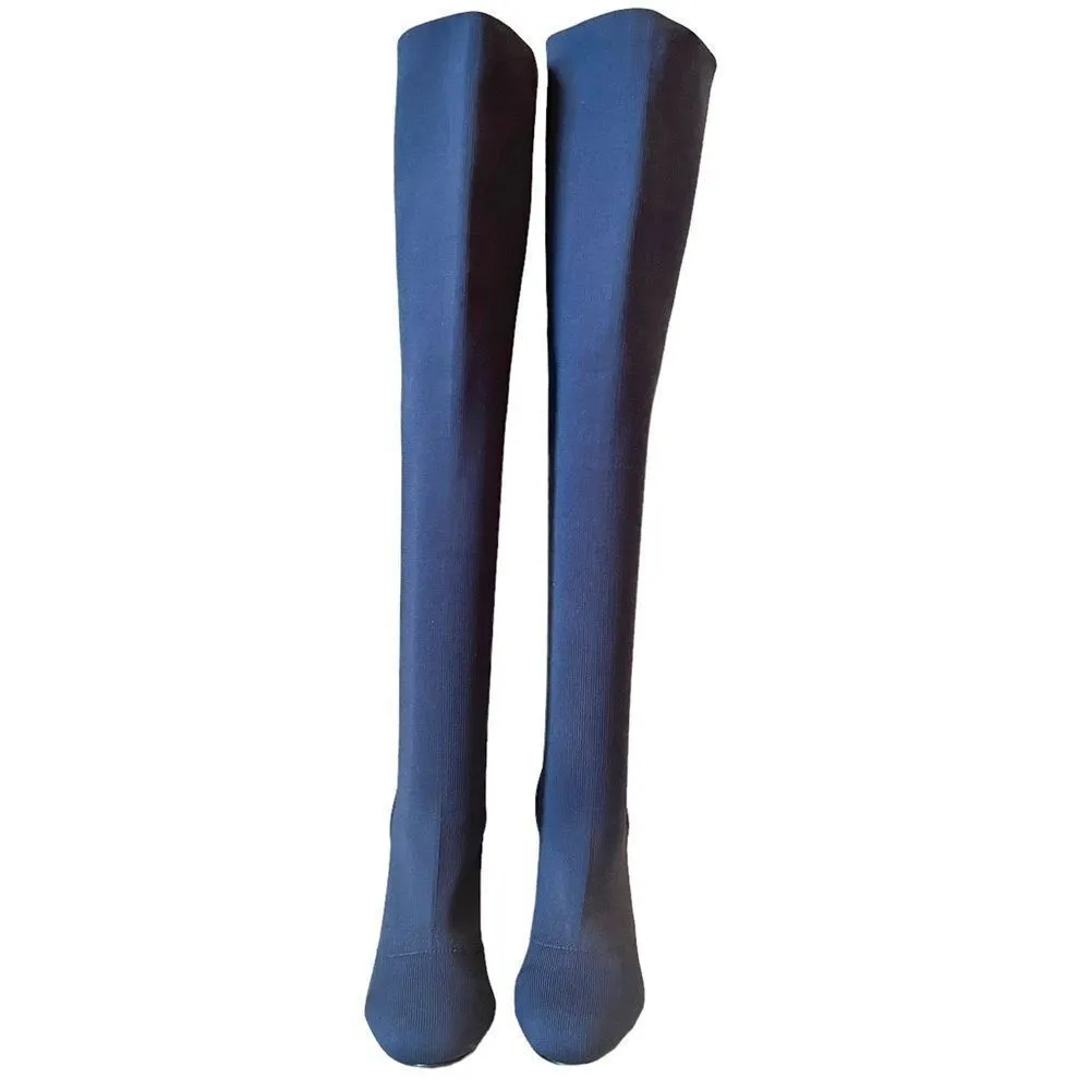 Charles By Charles David Simone Navy Blue Over-The-Knee Stretch Knit Boots - Image 6