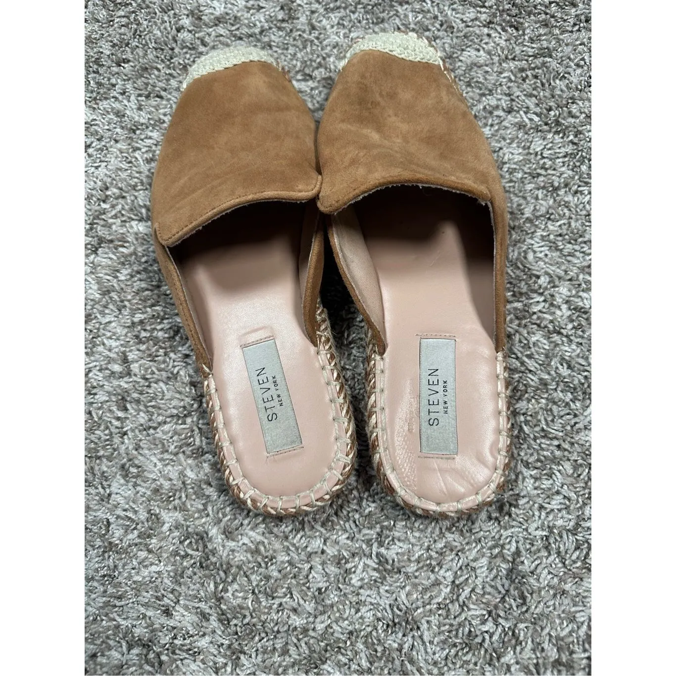Steven High Mule Tan Suede Leather Espadrille Flats Slip On Shoes Women’s 8 - Image 3