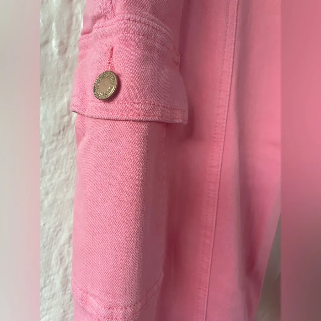 Judy Blue Garment Dyed High Waist Straight Leg Cargo Jeans Pink Pockets; 11/30 - Image 2