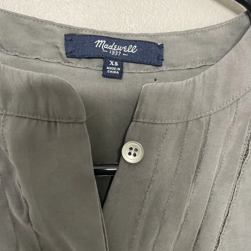 Madewell Women's Pleated Tunic Dress Olive Green Size XS‎ - Image 4