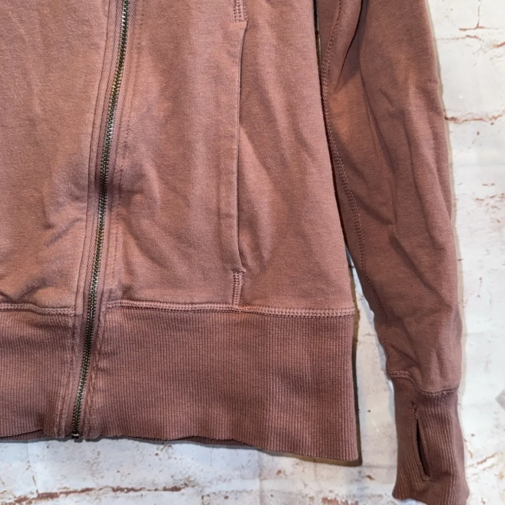 Nike Mauve Zipper Yoga Full Zip Hoodie Women xs asymmetrical zip pockets hood - Image 3