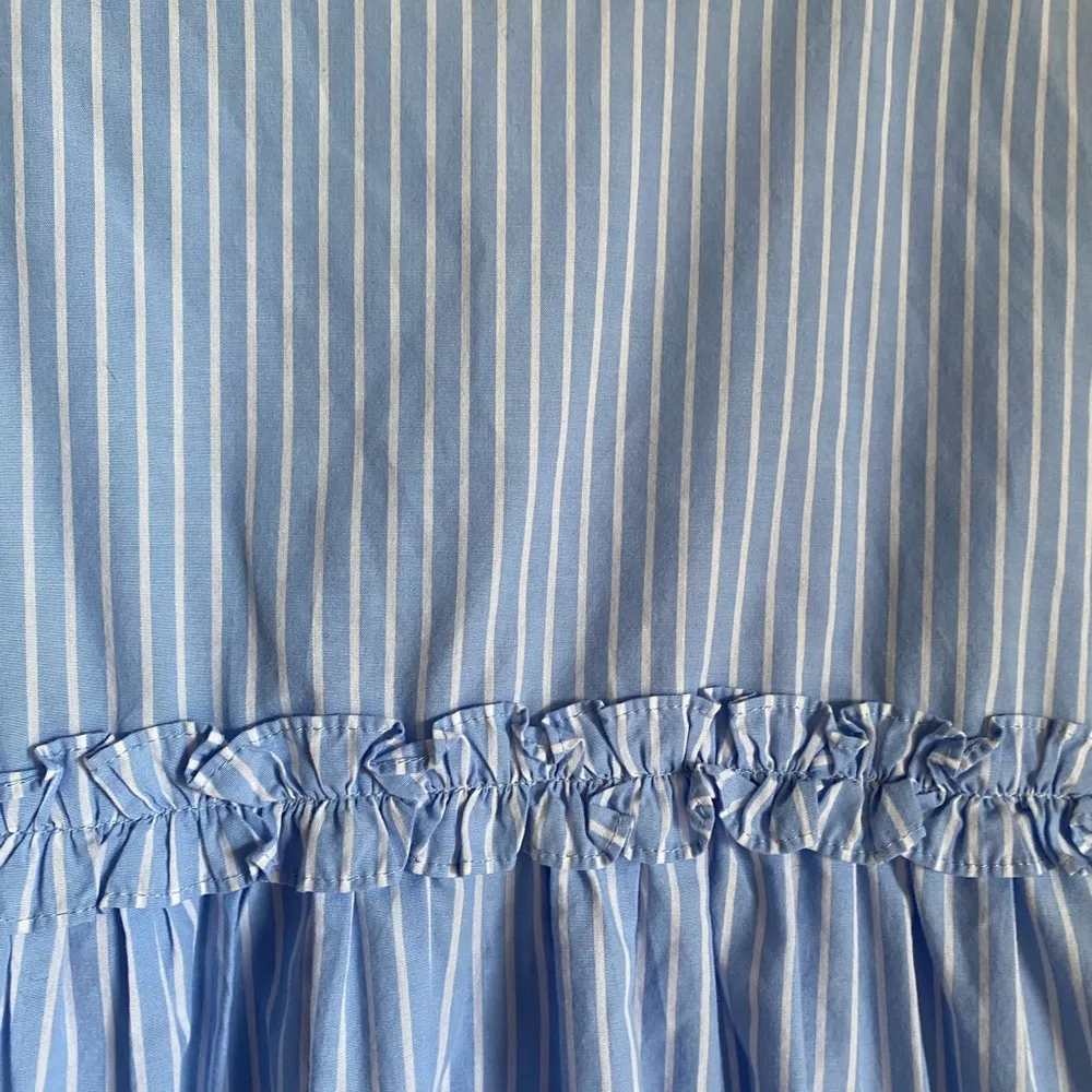 Zara Poplin Frill Trim Stripe Babydoll Jumpsuit/Romper Keyhole Back Pockets L - Image 11