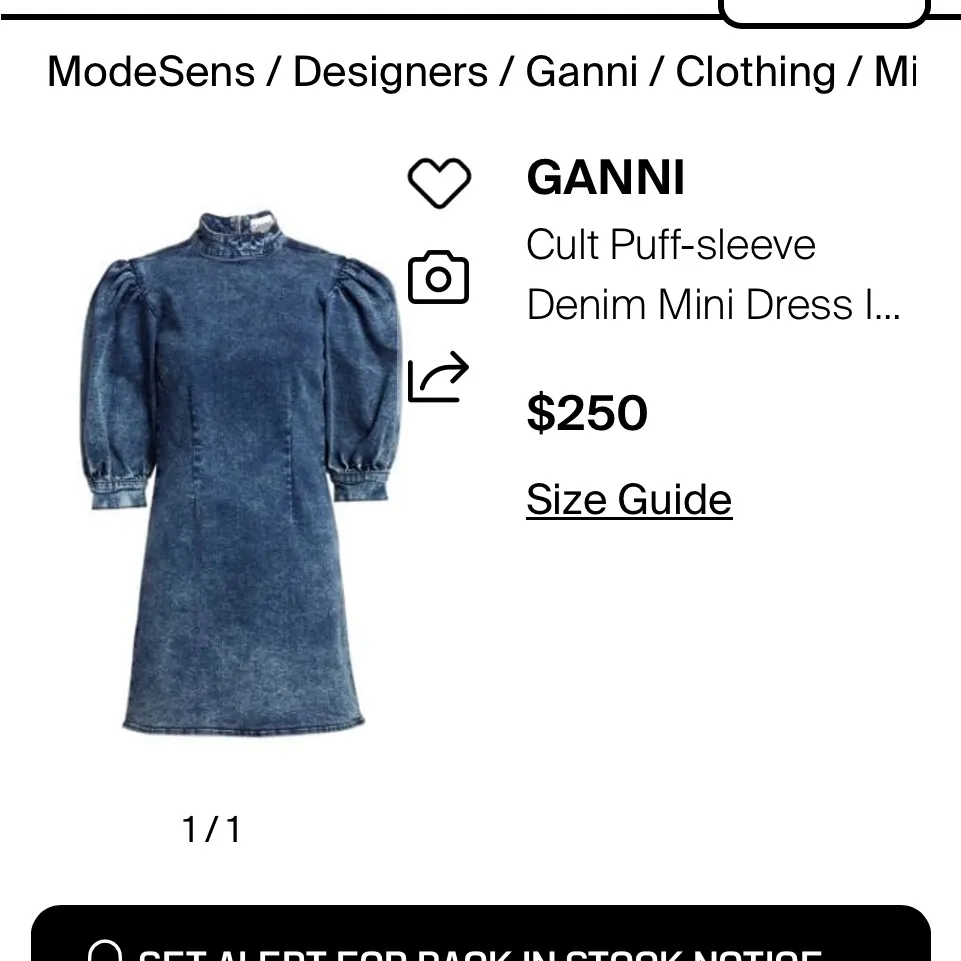GANNI
Cult Puff-sleeve
Denim Mini Dress 
$250 revolve winter party spring - Image 2