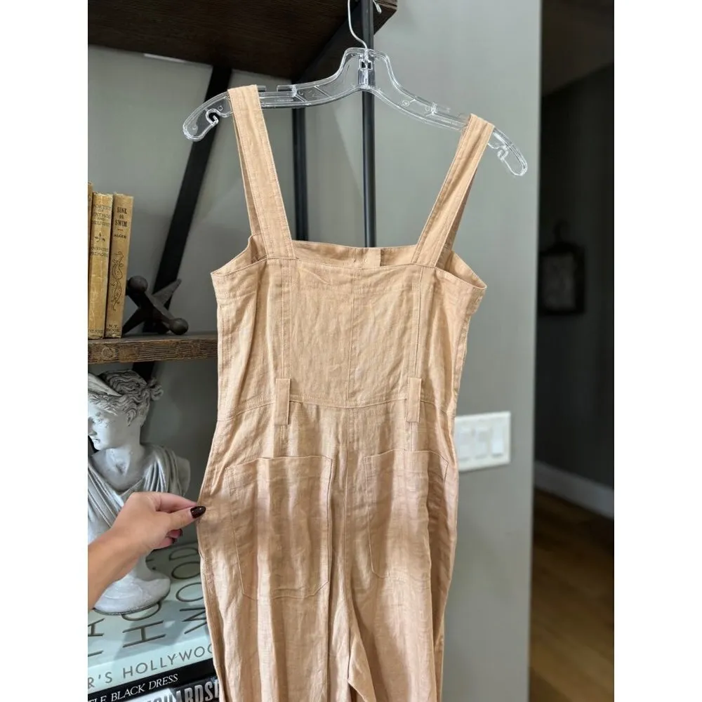 A.L.C. Winslow Wide Leg Sleeveless Linen Jumpsuit Biscotti Tan Womens Size 0 - Image 7