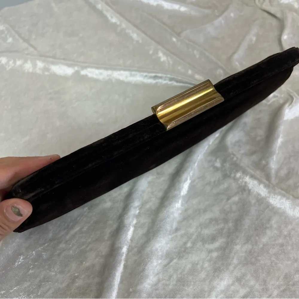 Vintage Garay clutch dark burgundy velvet velour - Image 2