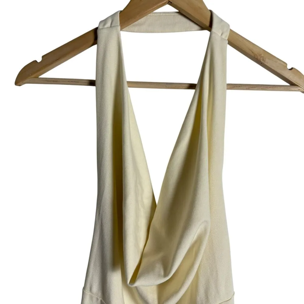 WeWoreWhat Cream Halter Draped Cowl Neck Cotton Sleeveless Mini Dress Size XXL - Image 5