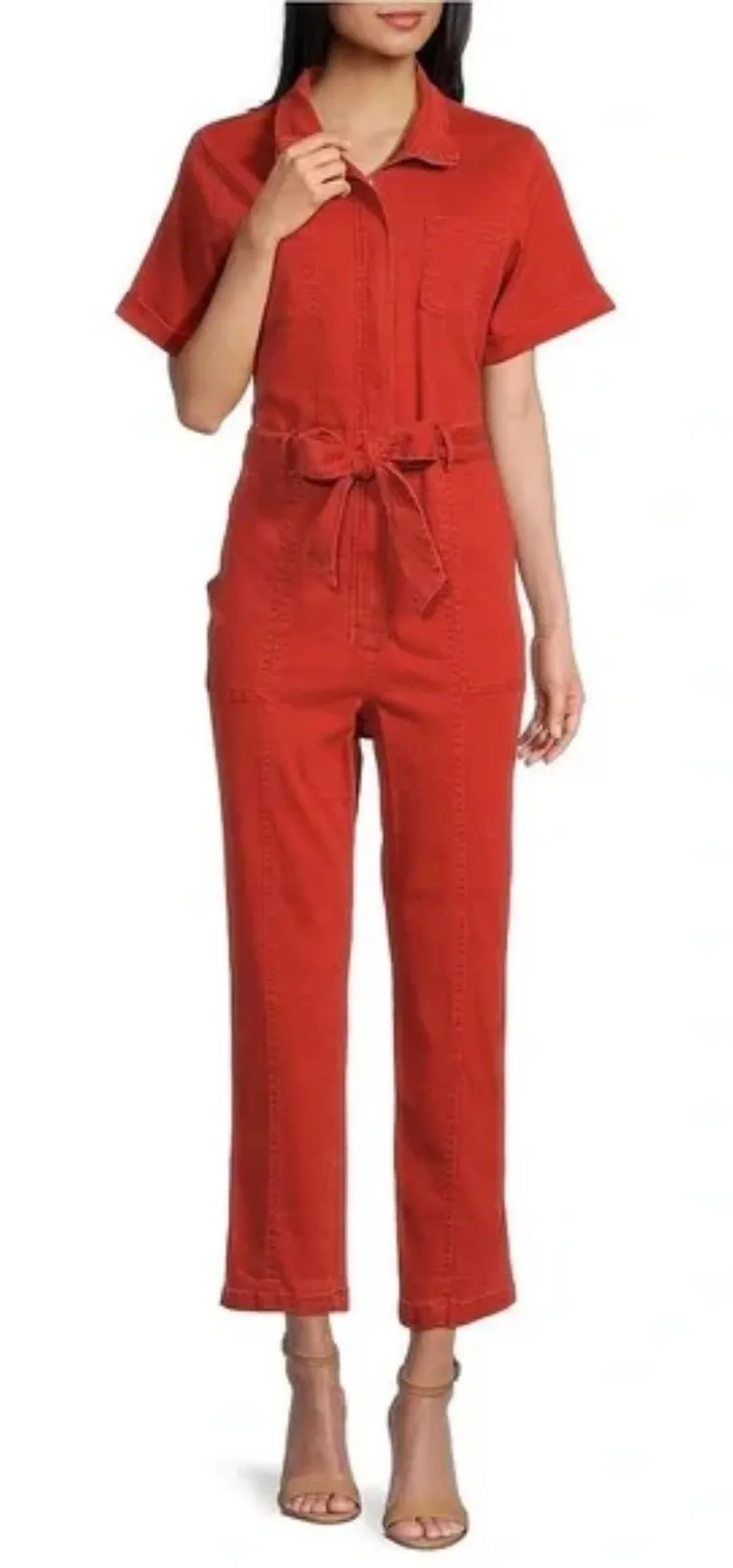 Skies Are Blue Cuffed Sleeve Button Front Belted Utility Jumpsuit Size 3X NWT - Image 1