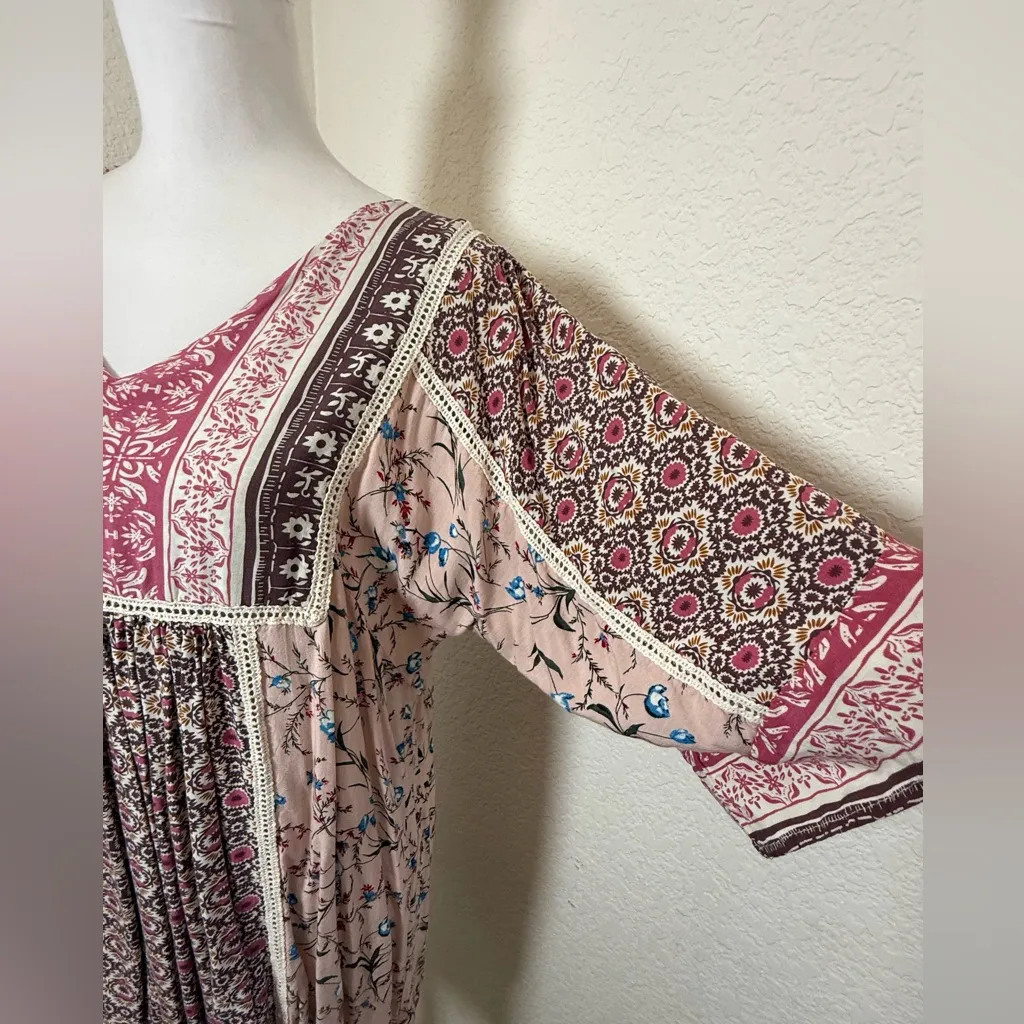 Sundance Mini Dress Womens Floral Patchwork Print‎ Boho Flowy Petite Large - Image 4