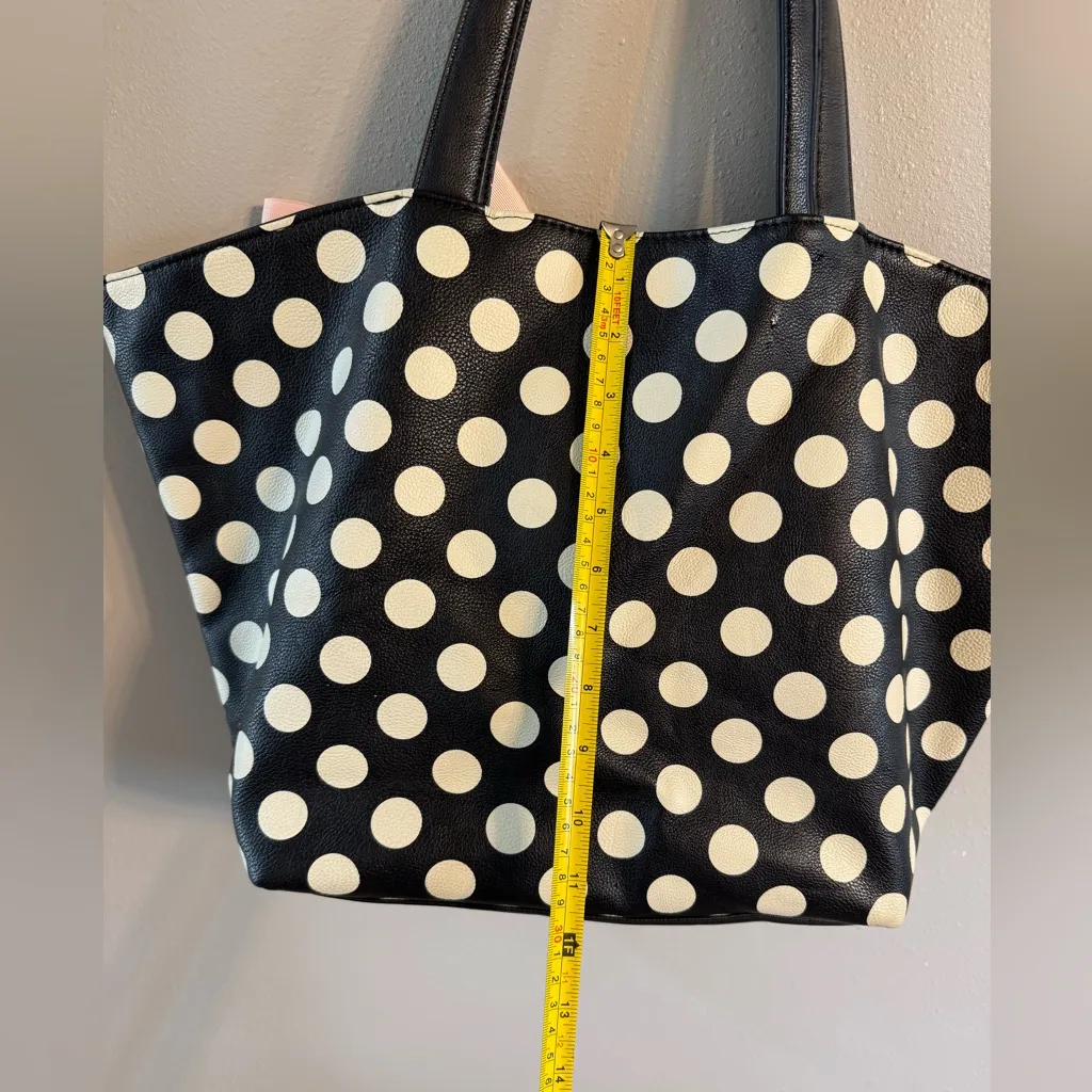 Betsey Johnson Pink Bow Black and White Polka Dot Purse & coin bag - Image 6