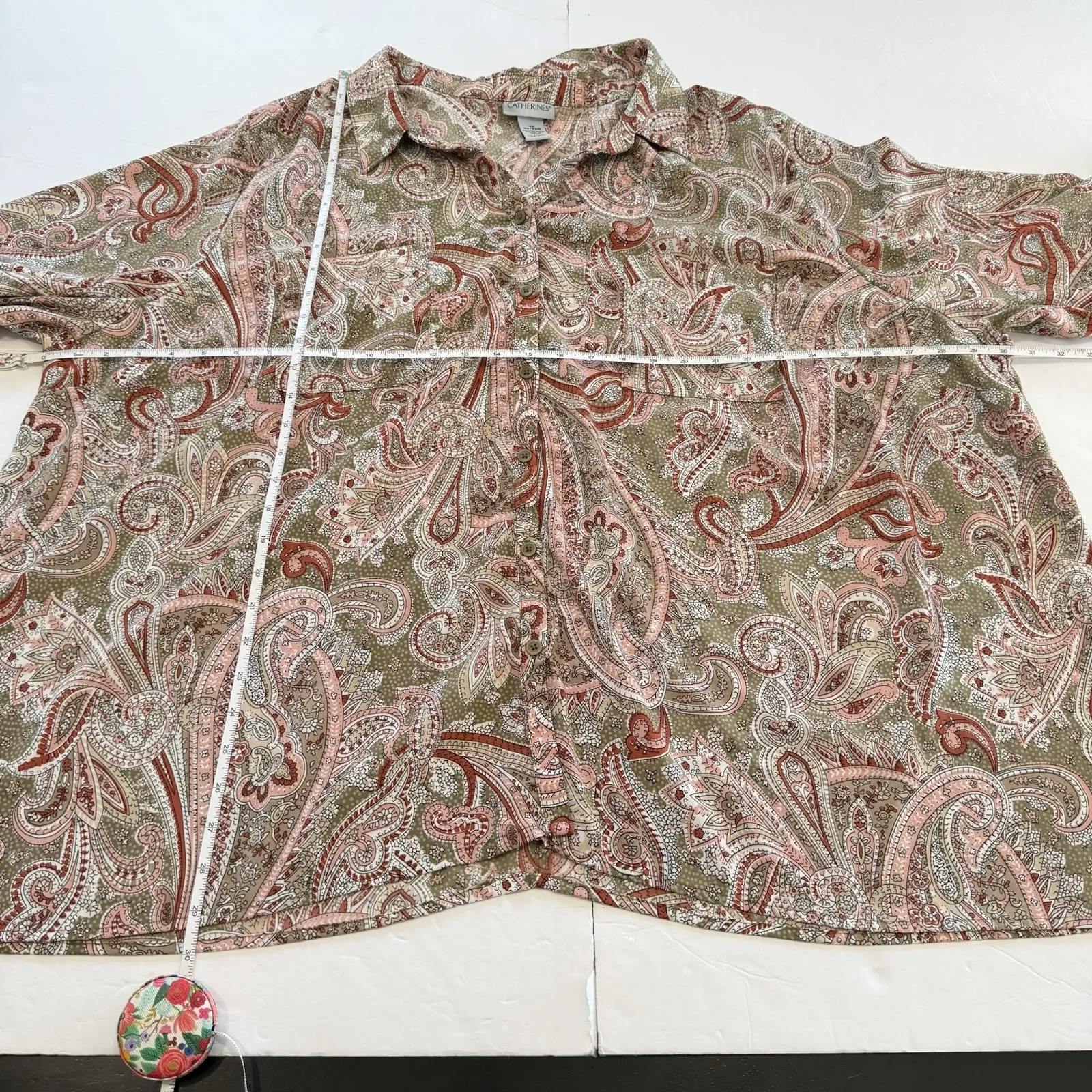 Catherines Paisley Button Up 3/4‎ Sleeve Timeless Blouse Size 4X - Image 8