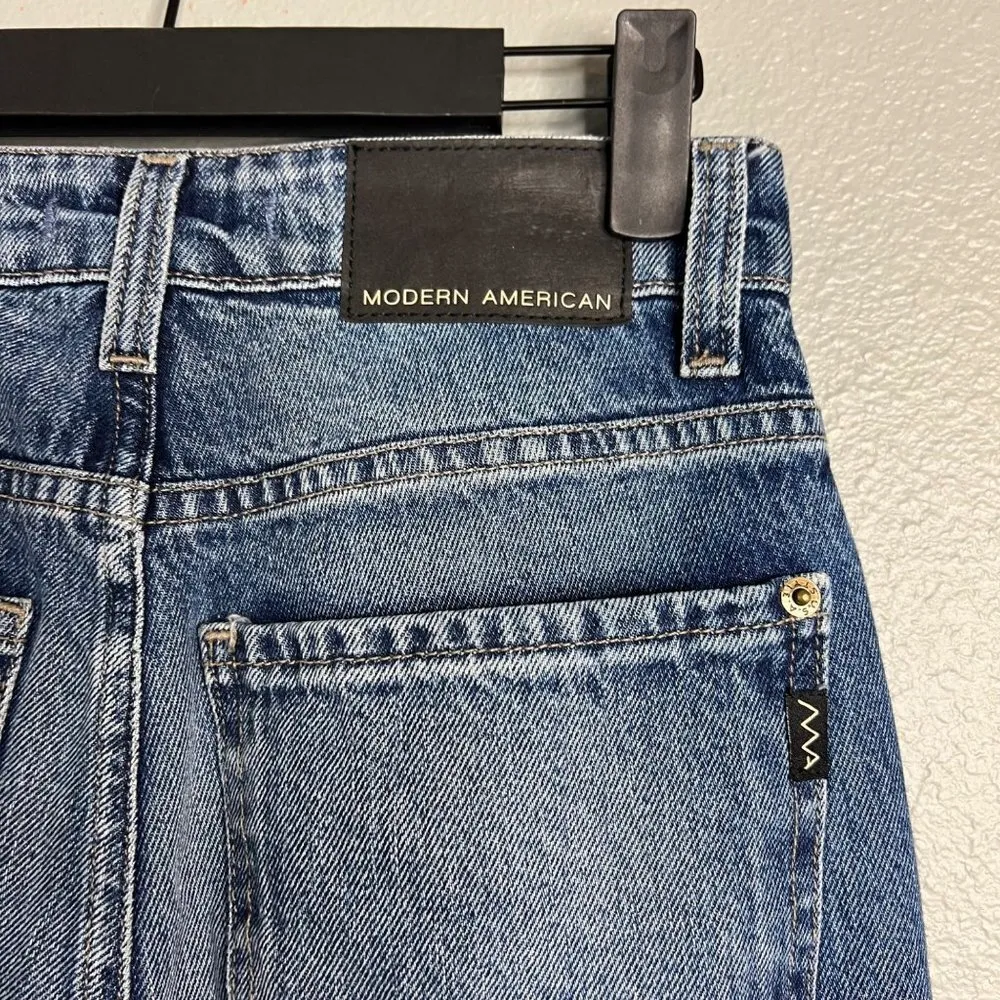 Anthropologie Modern American Melrose High Rise Straight Leg Jeans Size‎ 24 NEW Blue - Image 5